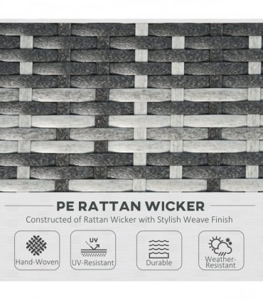 6 Pieces Rattan Furniture Set Conservatory Sofa Deluxe Wicker Garden — Colour: Grey