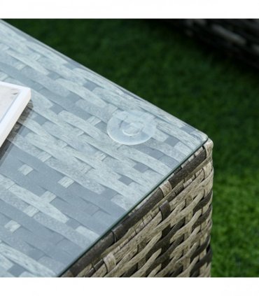 6 Pieces Rattan Furniture Set Conservatory Sofa Deluxe Wicker Garden — Colour: Grey