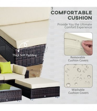 6 PCS Rattan Funiture Set-Brown/Beige — Colour: Brown, beige, Green, white