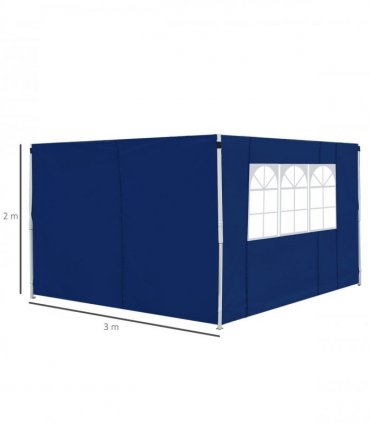 3m Gazebo Exchangeable Side Panel Panels W/ Window-Blue