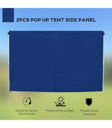 3m Gazebo Exchangeable Side Panel Panels W/ Window-Blue