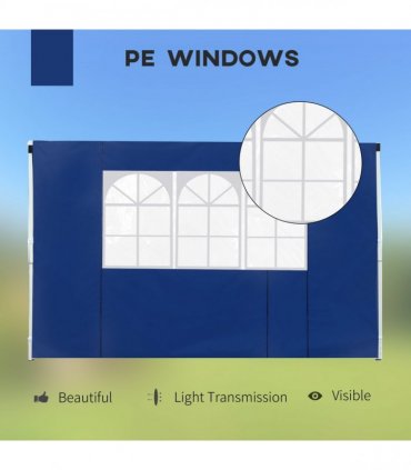 3m Gazebo Exchangeable Side Panel Panels W/ Window-Blue