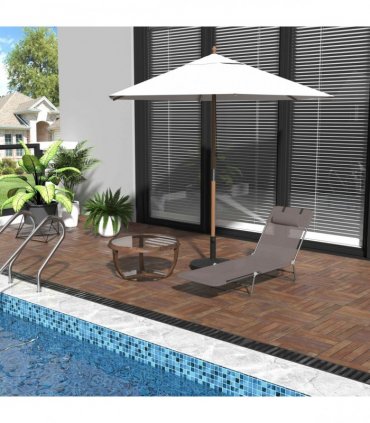 Sun Bed Chair Garden Lounger Recliner Adjustable Back Relaxer Chair Furniture - Coffee | UK — Colour: Brown