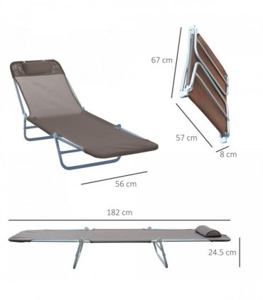 Sun Bed Chair Garden Lounger Recliner Adjustable Back Relaxer Chair Furniture - Coffee | UK — Colour: Brown