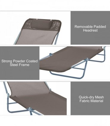 Sun Bed Chair Garden Lounger Recliner Adjustable Back Relaxer Chair Furniture - Coffee | UK — Colour: Brown