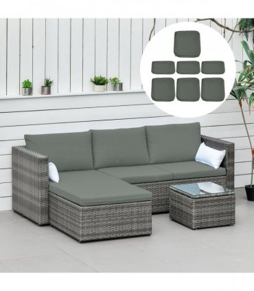 Rattan Garden Wicker Patio Furniture Cushion Cover Sofa Cover Replacement — Colour: Deep Grey