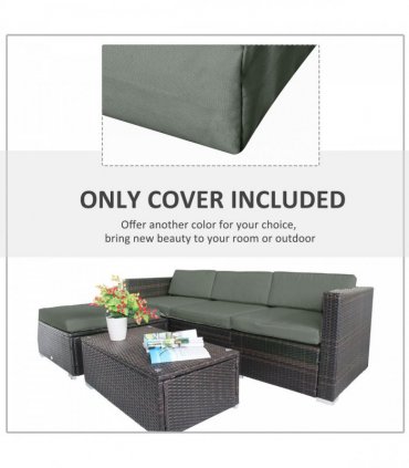 Rattan Garden Wicker Patio Furniture Cushion Cover Sofa Cover Replacement — Colour: Deep Grey