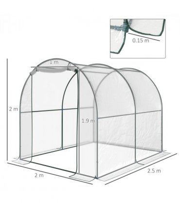 Walk in Transparent Greenhouse, Steel Frame, S size — Size: 2.5m x 2m x 2m