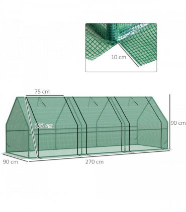 Mini Greenhouse Garden Planter Zipper Doors Portable 270 x 90 x 90cm — Size: 270cm x 90cm x 90cm