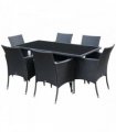 7pc Rattan Garden Furniture Dining Set - Black/Cream