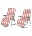 2Pc Folding Sun Loungers Set-Orange/Brown — Colour: Orange & White