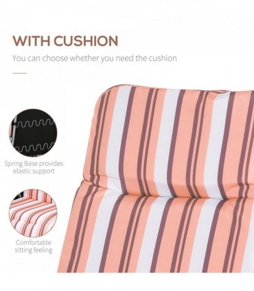 2Pc Folding Sun Loungers Set-Orange/Brown — Colour: Orange & White