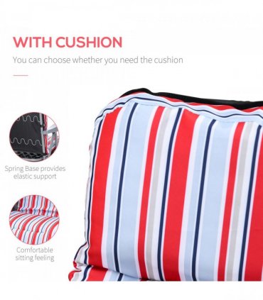 Set of 2 Adjustable Sun Lounger Recliner Reclining Seat Red and White — Colour: Red & White
