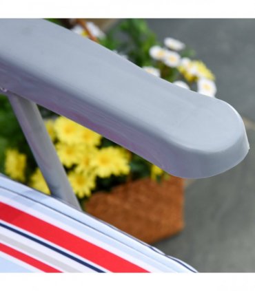 Set of 2 Adjustable Sun Lounger Recliner Reclining Seat Red and White — Colour: Red & White