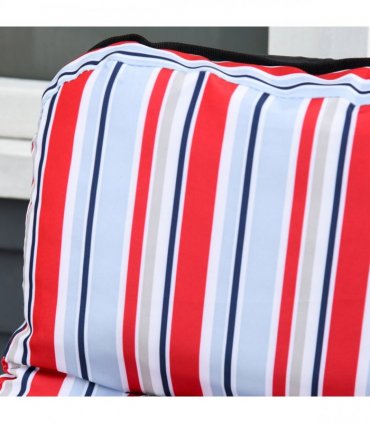 Set of 2 Adjustable Sun Lounger Recliner Reclining Seat Red and White — Colour: Red & White