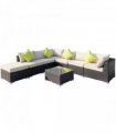 Rattan Garden Sofa Set, 8 Pcs-Brown