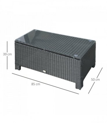 Rattan Coffee Table-Black