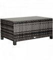 PE Rattan Garden Coffee Table w/ Tempered Glass Top Grey — Colour: Mixed Grey