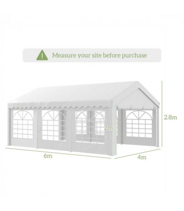 Gazebo, Steel Frame, Water Resistant, size 6x4 m-Whtie — Size: 6m x 4m x 2.8m