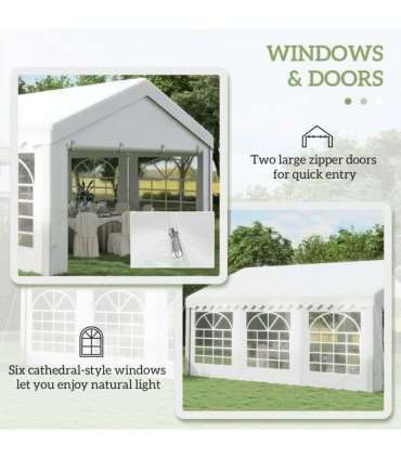 Gazebo, Steel Frame, Water Resistant, size 6x4 m-Whtie — Size: 6m x 4m x 2.8m
