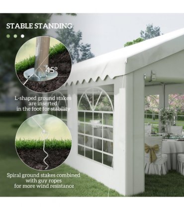 Gazebo, Steel Frame, Water Resistant, size 6x4 m-Whtie — Size: 6m x 4m x 2.8m