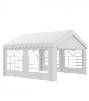 Gazebo Marquee Party Tent, Steel Frame, 4x4 m-White — Size: 4m x 4m x 2.8m