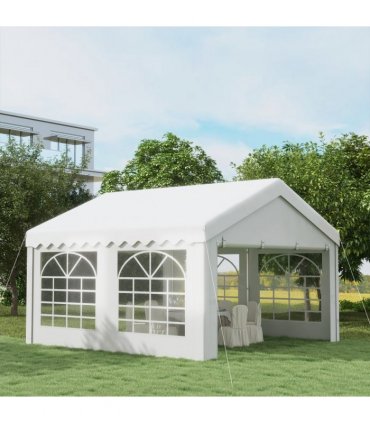 Gazebo Marquee Party Tent, Steel Frame, 4x4 m-White — Size: 4m x 4m x 2.8m