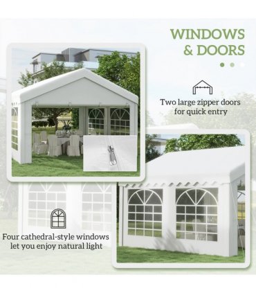 Gazebo Marquee Party Tent, Steel Frame, 4x4 m-White — Size: 4m x 4m x 2.8m