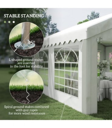 Gazebo Marquee Party Tent, Steel Frame, 4x4 m-White — Size: 4m x 4m x 2.8m