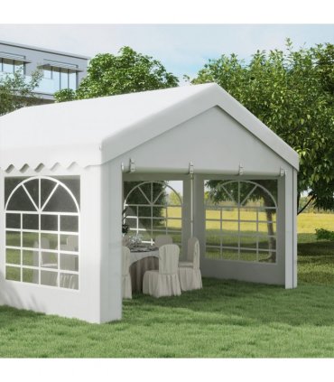 Gazebo Marquee Party Tent, Steel Frame, 4x4 m-White — Size: 4m x 4m x 2.8m