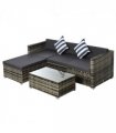 5 Pieces Rattan Sofa Set Wicker Sectional Cushion Patio Grey Garden — Colour: Mixed Grey