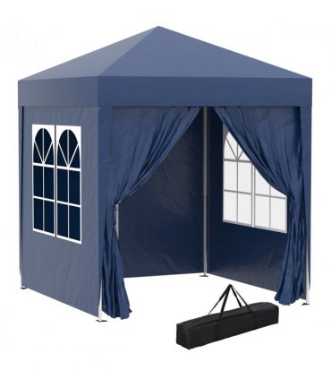 2x2m Garden Pop Up Gazebo Party Tent W/Carrying Case 2 Walls 2 Windows-Blue