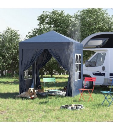 2x2m Garden Pop Up Gazebo Party Tent W/Carrying Case 2 Walls 2 Windows-Blue