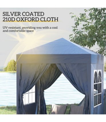 2x2m Garden Pop Up Gazebo Party Tent W/Carrying Case 2 Walls 2 Windows-Blue