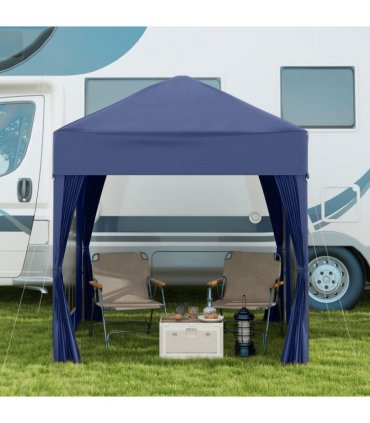 2x2m Garden Pop Up Gazebo Party Tent W/Carrying Case 2 Walls 2 Windows-Blue