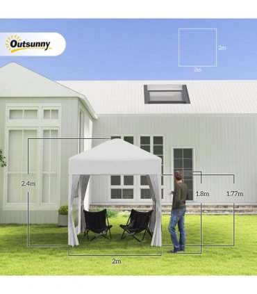 2mx2m Pop Up Gazebo Party Tent Canopy Marquee with Storage Bag White