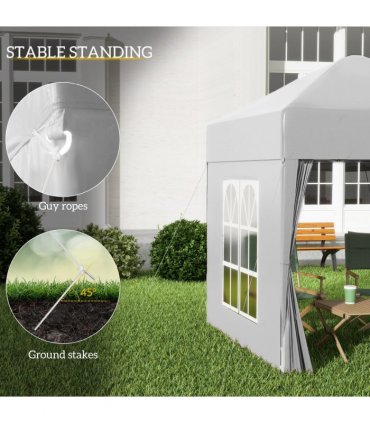 2mx2m Pop Up Gazebo Party Tent Canopy Marquee with Storage Bag White