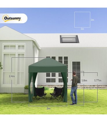 Pop Up Gazebo Canopy, size (2 x 2m)-Green
