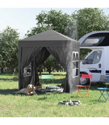 2mx2m Pop Up Gazebo Party Tent Canopy Marquee with Storage Bag Black