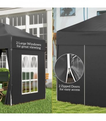 2mx2m Pop Up Gazebo Party Tent Canopy Marquee with Storage Bag Black