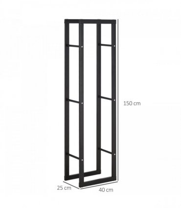 HOMCOM 150cm Metal Firewood Log Holder Rack Elevated Design, Base Side Rails — Size: 40cm x 25cm x 150cm