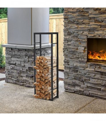 HOMCOM 150cm Metal Firewood Log Holder Rack Elevated Design, Base Side Rails — Size: 40cm x 25cm x 150cm