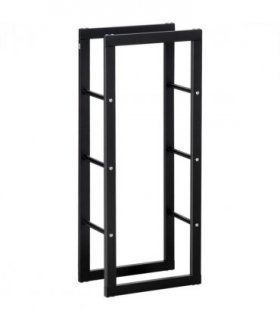 Metal Rust-Resistant Firewood Log Rack Black