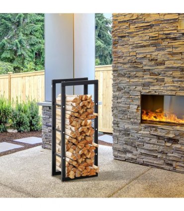 Metal Rust-Resistant Firewood Log Rack Black