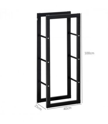 Metal Rust-Resistant Firewood Log Rack Black
