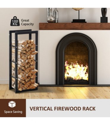 Metal Rust-Resistant Firewood Log Rack Black