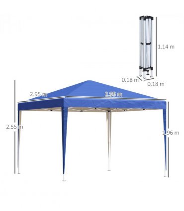 3 x 3m Garden Pop Up Gazebo Marquee Party Tent Wedding Canopy Blue