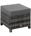Rattan Footstool Ottoman w/Padded Cushion Outdoor 50x50x35 cm Grey