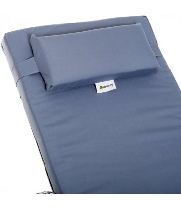 3 PCS Rattan Lounger Recliner Bed Garden Furniture Set w/ Side Table — Colour: Grey