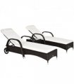 Rattan Recliner Lounger Set-Brown